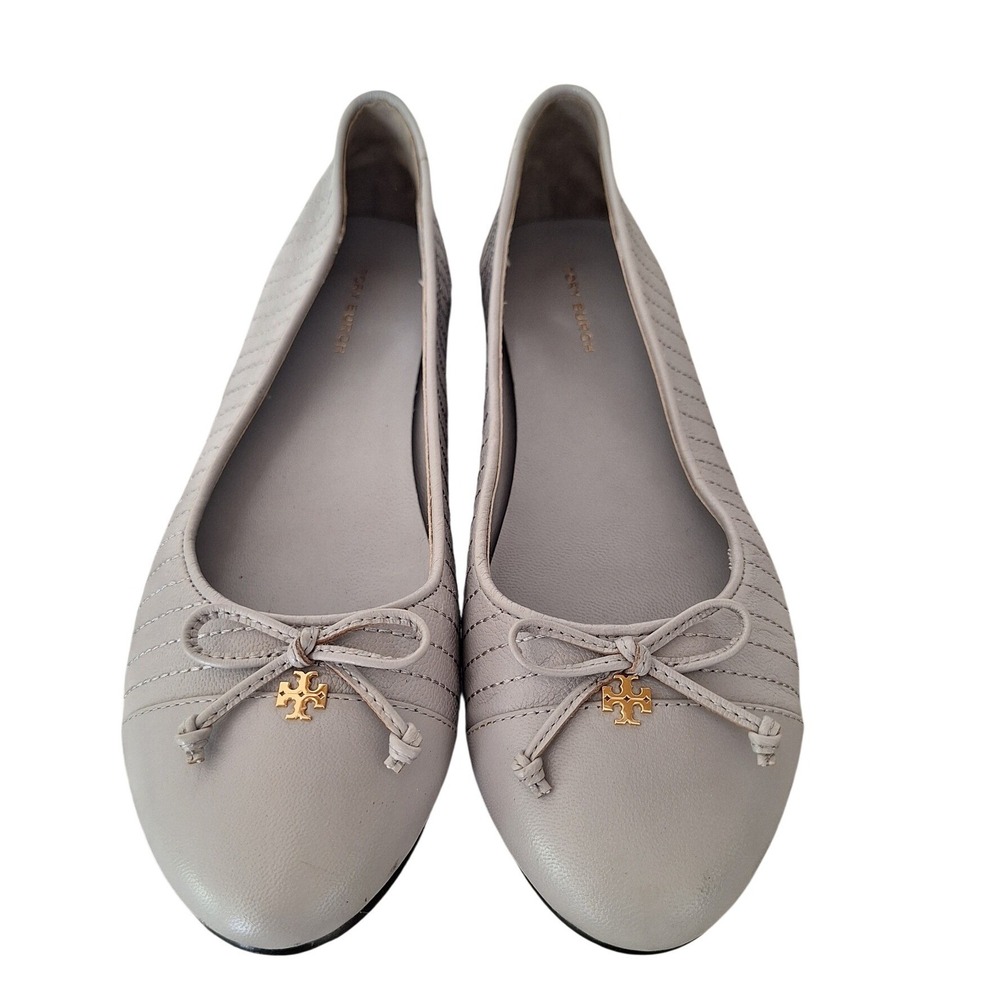 Tory‎ Burch gray leather flats size.6.5M